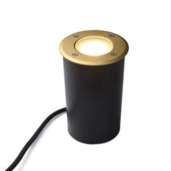 Modula - Brass Bezel 12v Aluminium Body 30 Degree Tilt Recessed Spotlight IP67 MR16 120mm Bezel