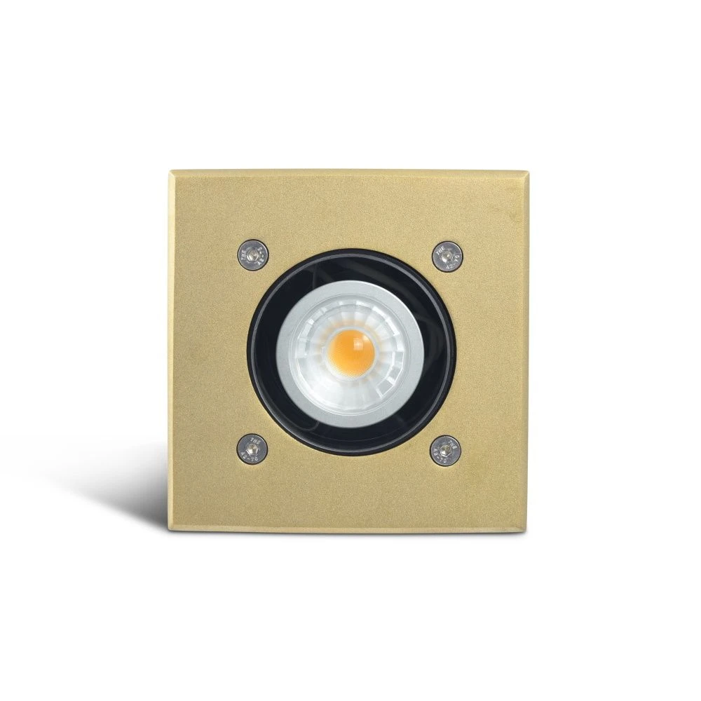 Modula - 12v Brass Bezel Aluminium 30 Degree Tilt Square Recessed Spotlight IP67 MR16 120mm Bezel