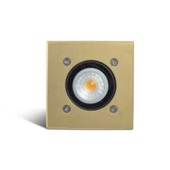 Modula - 240v Brass Bezel Aluminium 30 Degree Tilt Square Recessed Spotlight IP67 GU10 120mm Bezel