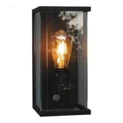 Kensington PIR Sensor - Outdoor Wall Lantern Light - 240v - Graphite Grey Powder Coated Aluminium IP54 E27