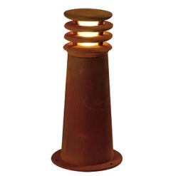 Rusty Round - Rusted Iron - FeCSi Steel IP55 Max Watts 11w E27 - 230v 400mm - Surface Or Spike Bollard In 2 Heights