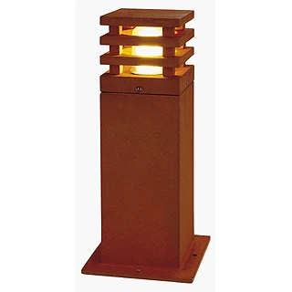 Rusty Square - Rusted Iron - FeCSi Steel IP55 Max Watts 11w E27 - 230v 400mm - Surface Or Spike Bollard In 2 Heights
