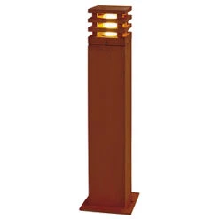 Rusty Square - Rusted Iron - FeCSi Steel IP55 Max Watts 11w E27 - 230v 700mm - Surface Or Spike Bollard In 2 Heights