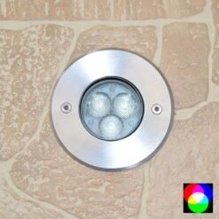 Walkover Quartz- 24v 304 Stainless Steel RGB 3.5w 250 Lumens IP67 30 Degree Beam Fixed Round Recessed Light