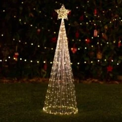 USB Solar Large Christmas Cone 485 LEDs In Dual White Colour Temperatures